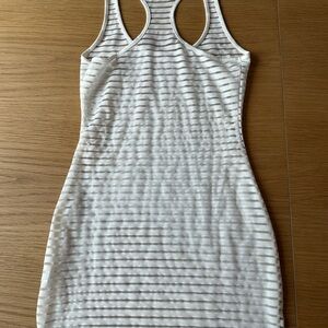 White Striped Sleeveless Dress